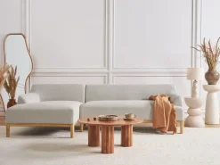 Sale Beliani Divano angolare 3 posti SOSJO Tessuto Beige chiaro Lato destro Beige Marrone
