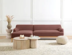 Outlet Beliani Divano angolare 3 posti SOSJO Tessuto Bordeaux Lato destro Rosso Marrone