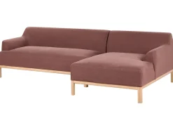Outlet Beliani Divano angolare 3 posti SOSJO Tessuto Bordeaux Lato Sinistro Rosso Marrone