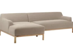 New Beliani Divano angolare 3 posti SOSJO Tessuto Tortora Lato destro Beige Marrone