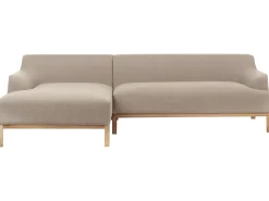 New Beliani Divano angolare 3 posti SOSJO Tessuto Tortora Lato destro Beige Marrone