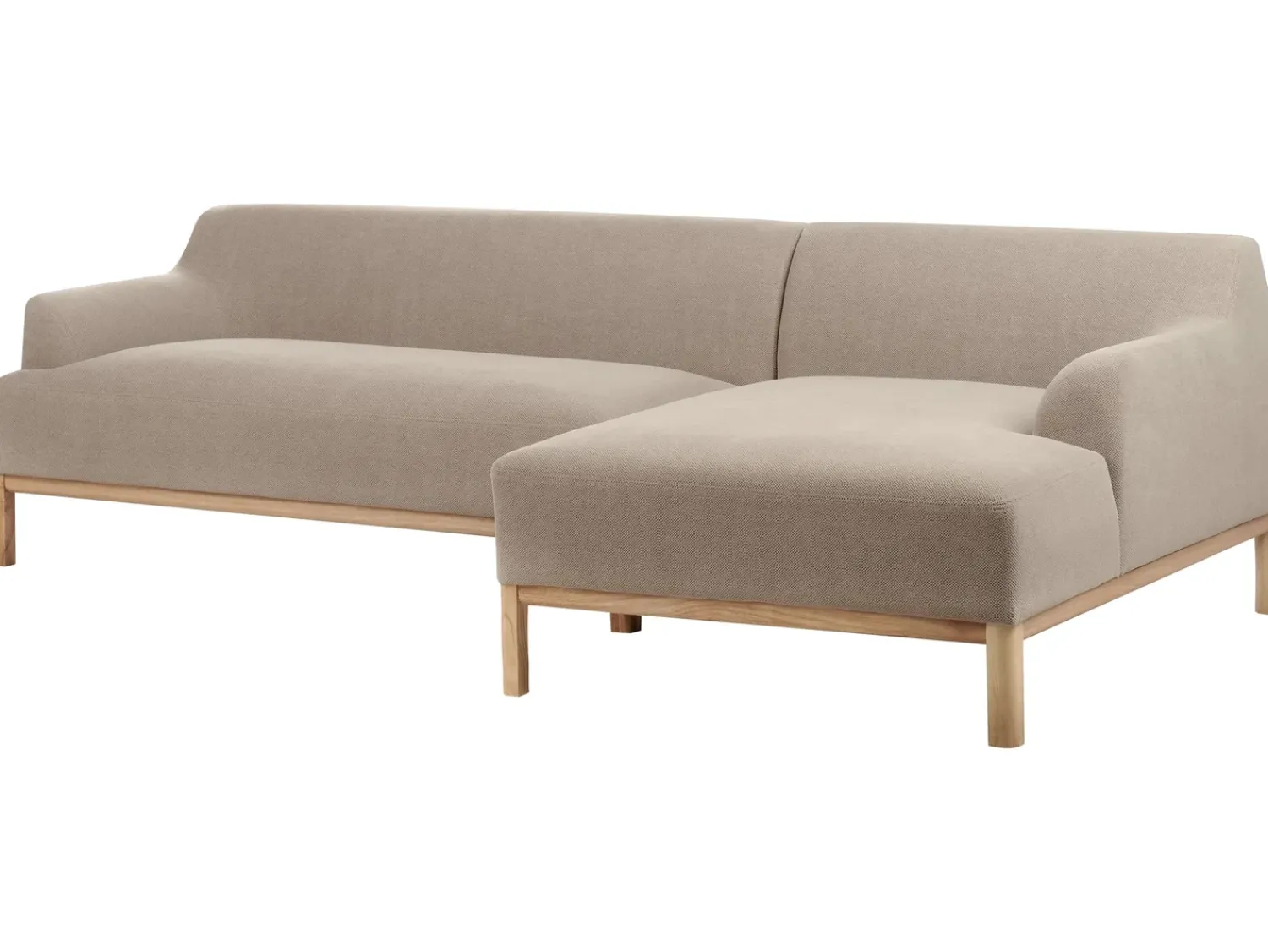 Clearance Beliani Divano angolare 3 posti SOSJO Tessuto Tortora Lato Sinistro Beige Marrone