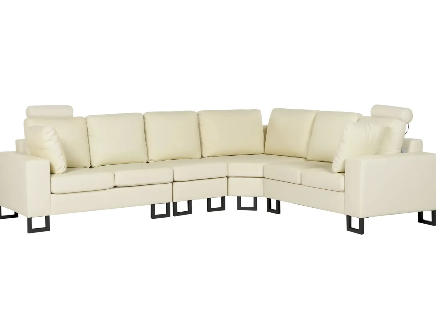 Sale Beliani Divano angolare 6 posti STOCKHOLM Pelle naturale Beige chiaro Lato Sinistro Beige Nero