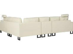 Sale Beliani Divano angolare 6 posti STOCKHOLM Pelle naturale Beige chiaro Lato Sinistro Beige Nero