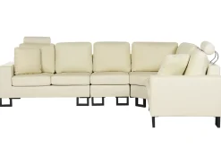 Sale Beliani Divano angolare 6 posti STOCKHOLM Pelle naturale Beige chiaro Lato Sinistro Beige Nero