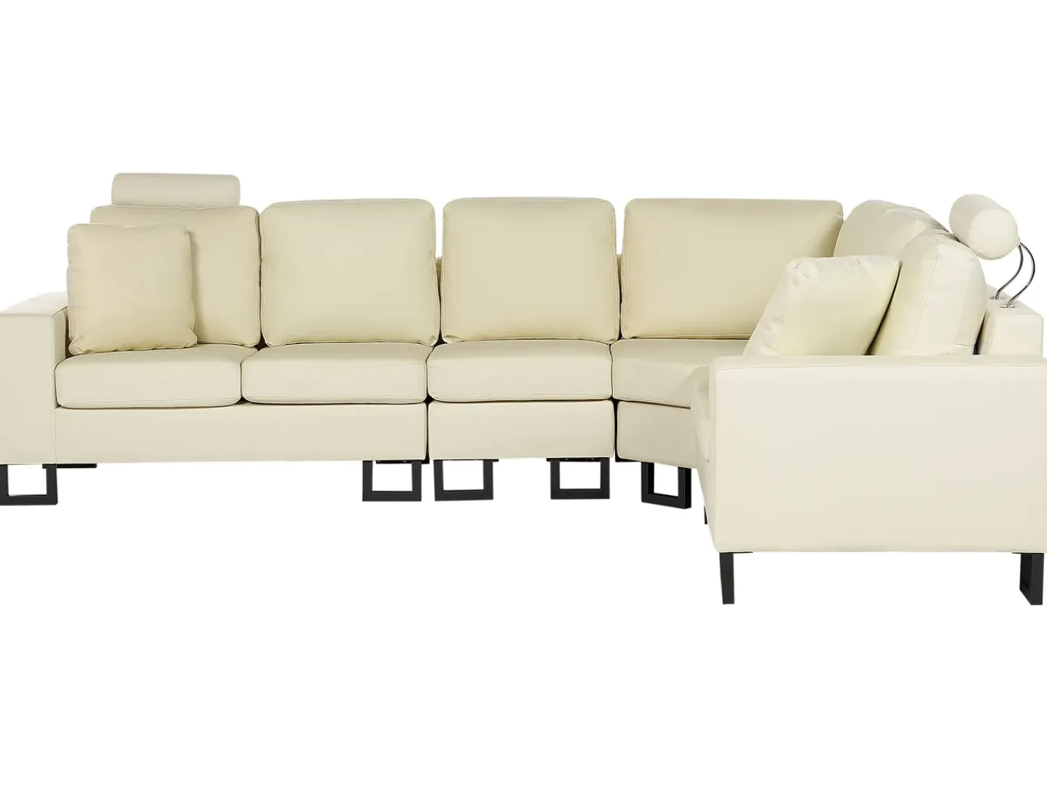 Sale Beliani Divano angolare 6 posti STOCKHOLM Pelle naturale Beige chiaro Lato Sinistro Beige Nero