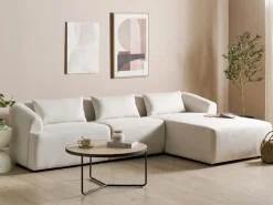 Hot Beliani Divano angolare 3 posti SVANSELE Tessuto chiaro Lato Sinistro Beige