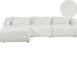 New Beliani Divano angolare 3 posti SVANSELE Bouclé sporco Bianco
