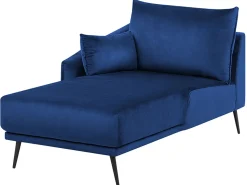 Hot Beliani Divano angolare 3 posti VARDE Velluto Blu marino LED Lato destro Blu Nero