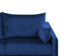 Hot Beliani Divano angolare 3 posti VARDE Velluto Blu marino LED Lato destro Blu Nero