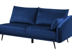 Sale Beliani Divano angolare 3 posti VARDE Velluto Blu marino Lato destro Blu Nero