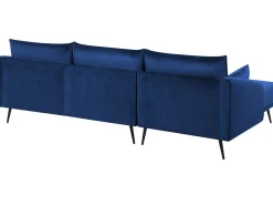 Sale Beliani Divano angolare 3 posti VARDE Velluto Blu marino Lato destro Blu Nero