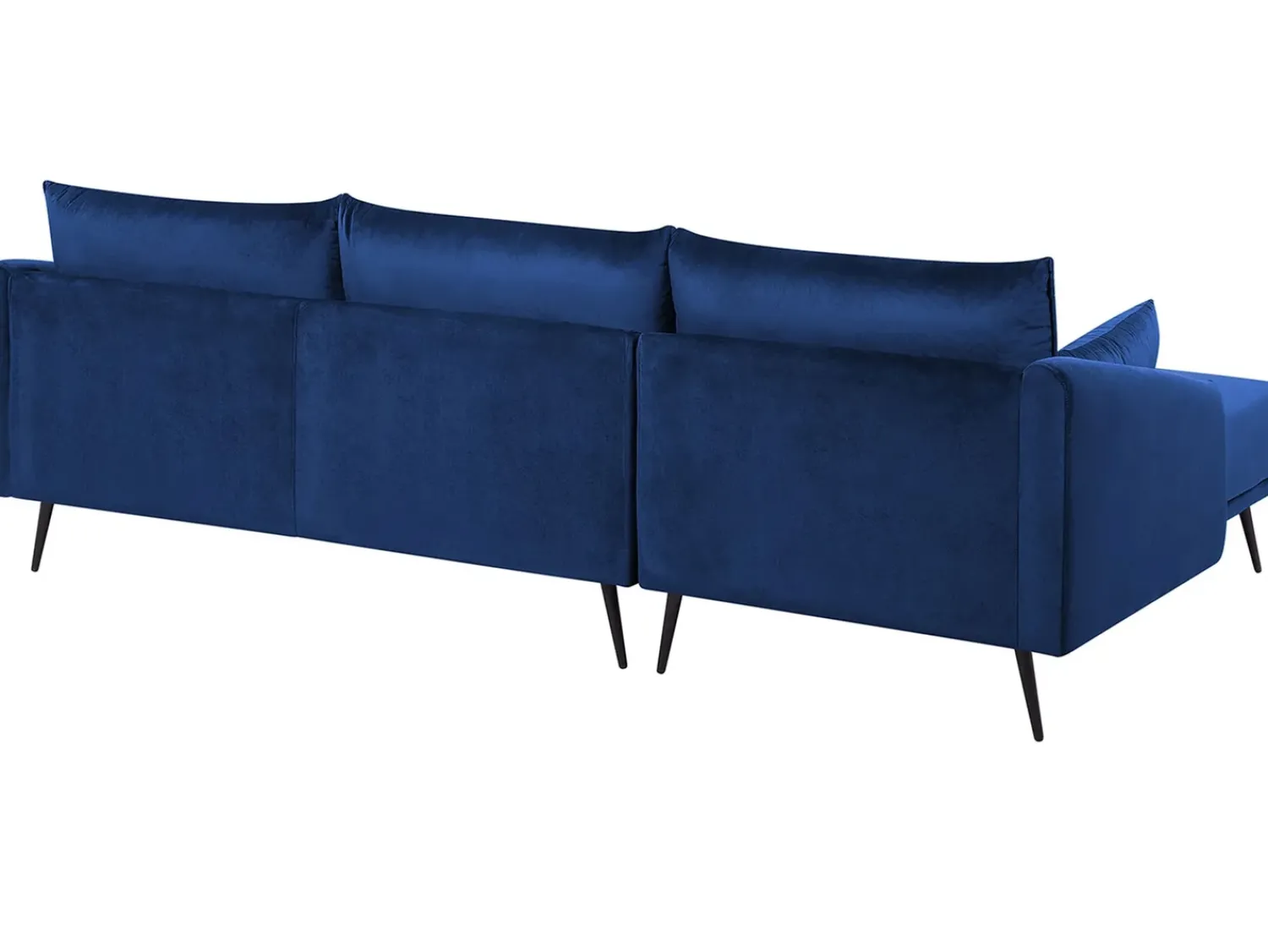 Sale Beliani Divano angolare 3 posti VARDE Velluto Blu marino Lato destro Blu Nero