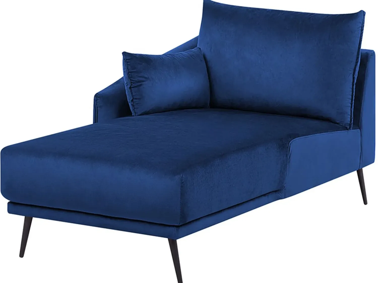 Sale Beliani Divano angolare 3 posti VARDE Velluto Blu marino Lato destro Blu Nero