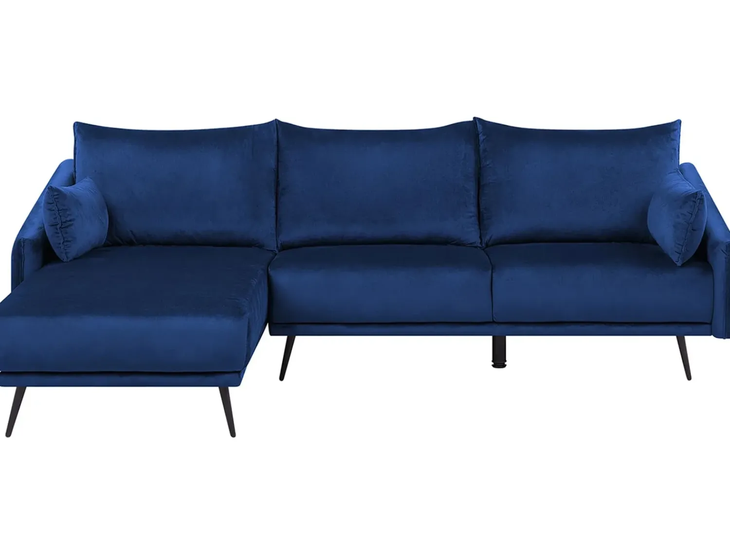 Sale Beliani Divano angolare 3 posti VARDE Velluto Blu marino Lato destro Blu Nero