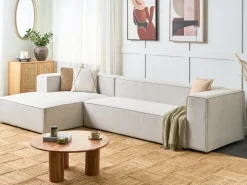 Online Beliani Divano angolare 3 posti VERNON Tessuto chiaro Beige