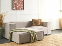 Hot Beliani Divano angolare 2 posti VERNON Velluto Tortora Lato destro Beige