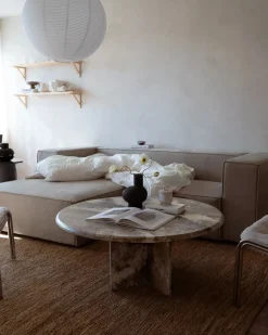 Hot Beliani Divano angolare 2 posti VERNON Velluto Tortora Lato destro Beige