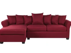 Discount Beliani Divano angolare 3 posti VIKNA Tessuto Rosso scuro Lato destro Rosso Nero