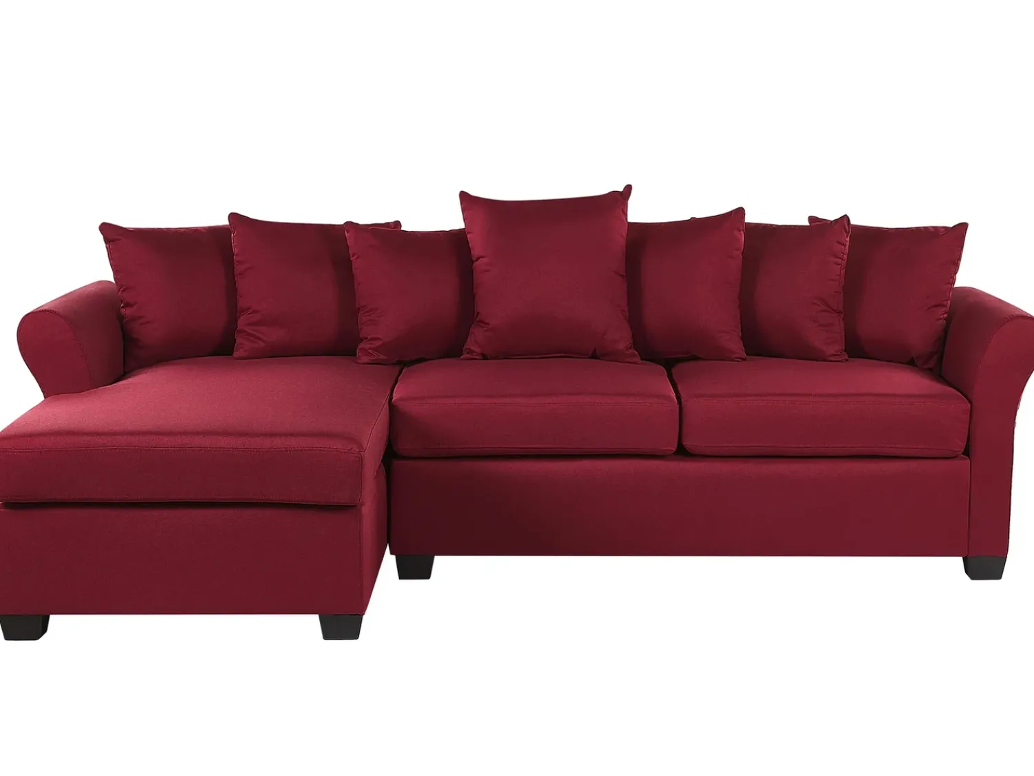 Discount Beliani Divano angolare 3 posti VIKNA Tessuto Rosso scuro Lato destro Rosso Nero