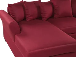 Discount Beliani Divano angolare 3 posti VIKNA Tessuto Rosso scuro Lato destro Rosso Nero