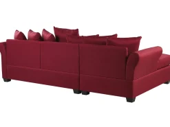 Discount Beliani Divano angolare 3 posti VIKNA Tessuto Rosso scuro Lato destro Rosso Nero