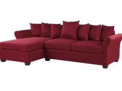 Discount Beliani Divano angolare 3 posti VIKNA Tessuto Rosso scuro Lato destro Rosso Nero
