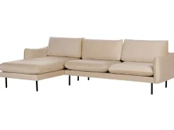 Sale Beliani Divano angolare 4 posti VINTERBRO Velluto Beige Lato destro Beige Nero