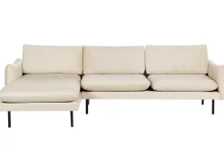 Outlet Beliani Divano angolare 4 posti VINTERBRO Velluto Beige chiaro Lato destro Beige Nero