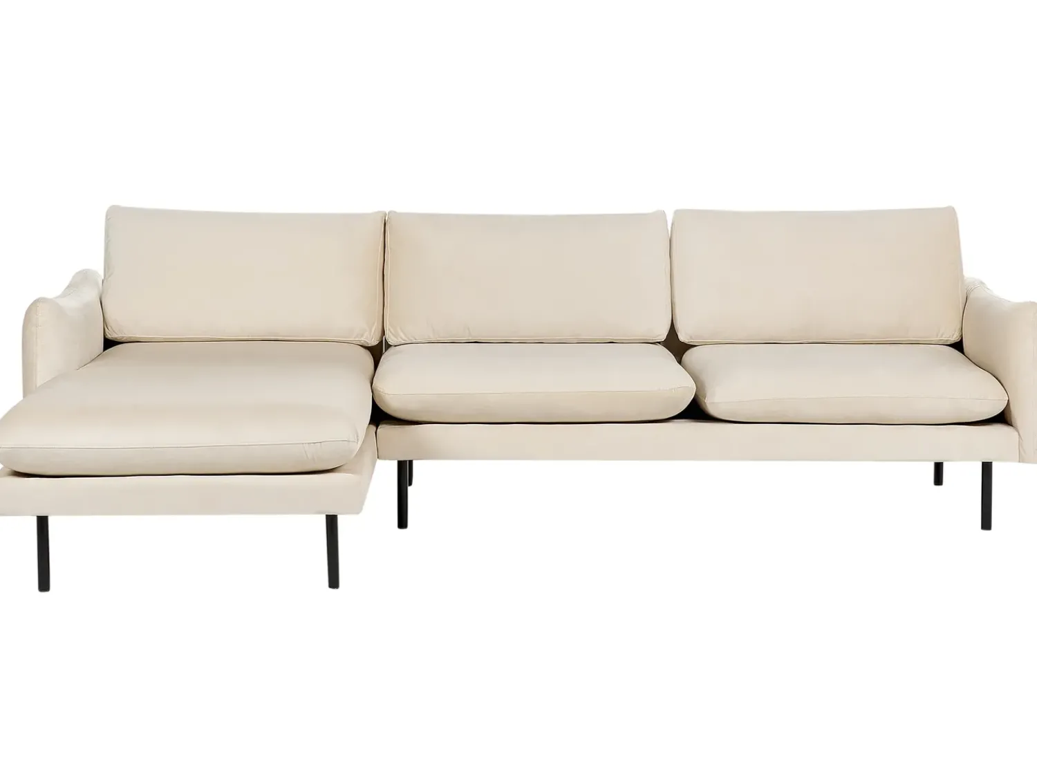 Outlet Beliani Divano angolare 4 posti VINTERBRO Velluto Beige chiaro Lato destro Beige Nero