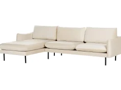 Outlet Beliani Divano angolare 4 posti VINTERBRO Velluto Beige chiaro Lato destro Beige Nero