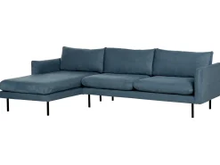 Best Beliani Divano angolare 4 posti VINTERBRO Ciniglia Blu Lato destro Blu Nero