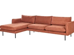 Discount Beliani Divano angolare 4 posti VINTERBRO Ciniglia Marrone dorato Lato destro Marrone Nero