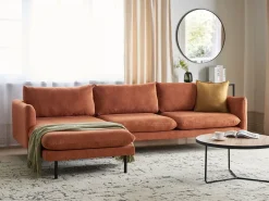 Discount Beliani Divano angolare 4 posti VINTERBRO Ciniglia Marrone dorato Lato destro Marrone Nero