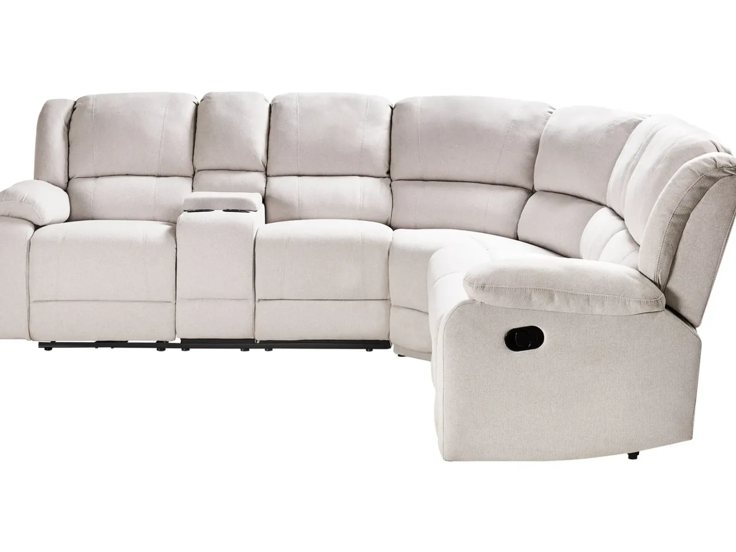 Divano angolare reclinabile manuale 5 posti ROKKE Tessuto Beige chiaro Lato Sinistro