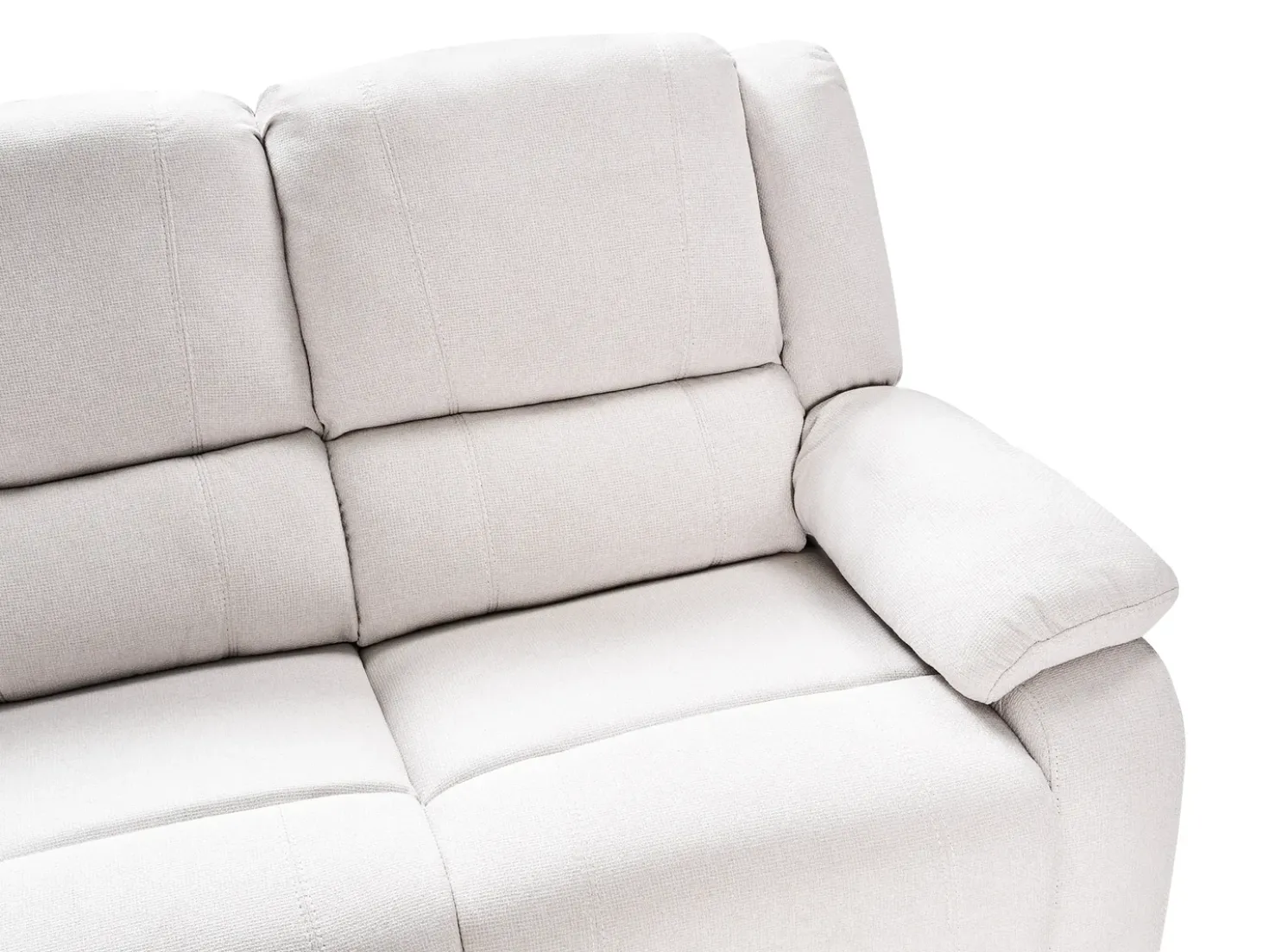 Divano angolare reclinabile manuale 5 posti ROKKE Tessuto Beige chiaro con porta USB Lato Sinistro