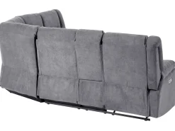 Discount Beliani Divano angolare reclinabile 5 posti ROKKE Tessuto scuro con porta USB Lato Sinistro Grigio