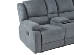 Outlet Beliani Divano angolare reclinabile 5 posti ROKKE Tessuto Lato Sinistro Grigio