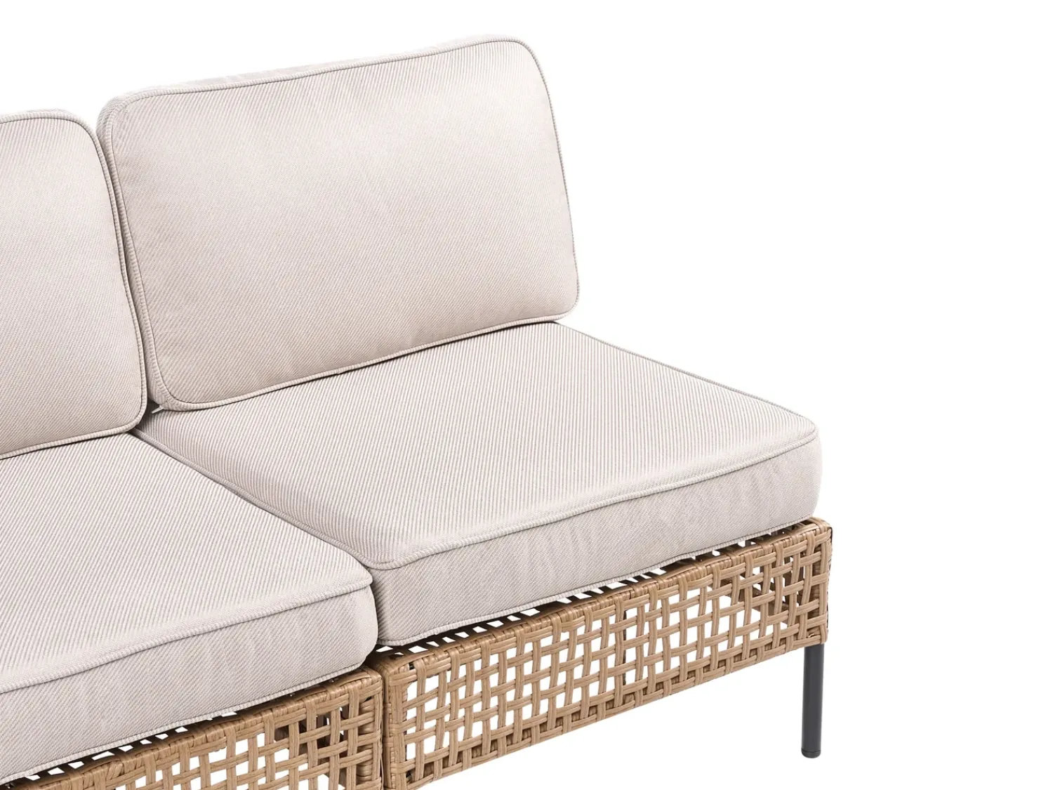 Beliani Divano da giardino a forma di U 6 posti OMEGANA Modulare Rattan sintetico (PE) Beige chiaro Beige Nero