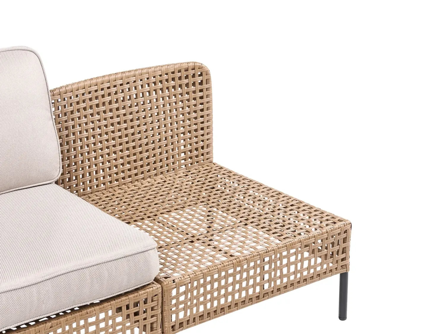 Beliani Divano da giardino a forma di U 6 posti OMEGANA Modulare Rattan sintetico (PE) Beige chiaro Beige Nero