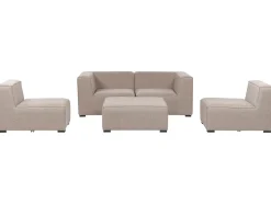 Online Beliani Divano da giardino con pouf 4 posti AREZZO Modulare Beige Beige Nero