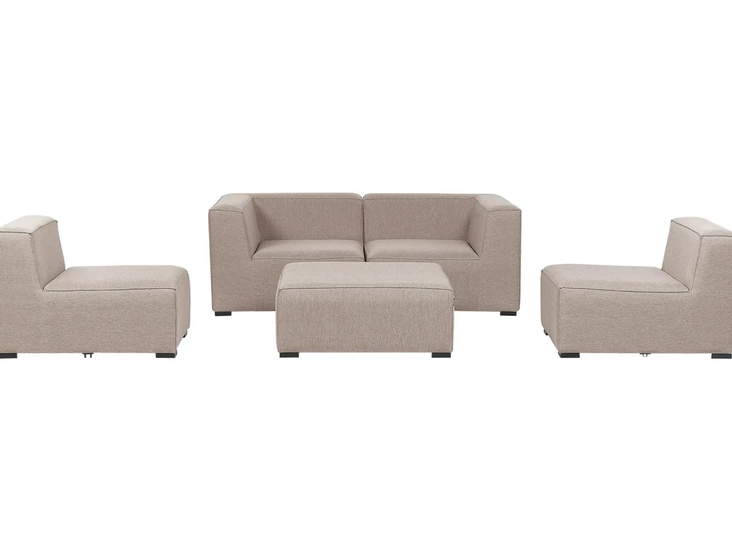Online Beliani Divano da giardino con pouf 4 posti AREZZO Modulare Beige Beige Nero