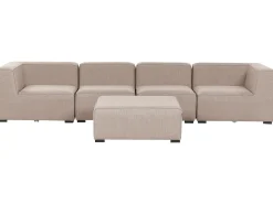 Online Beliani Divano da giardino con pouf 4 posti AREZZO Modulare Beige Beige Nero