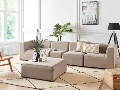 Online Beliani Divano da giardino con pouf 4 posti AREZZO Modulare Beige Beige Nero