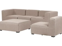 Online Beliani Divano da giardino con pouf 4 posti AREZZO Modulare Beige Beige Nero
