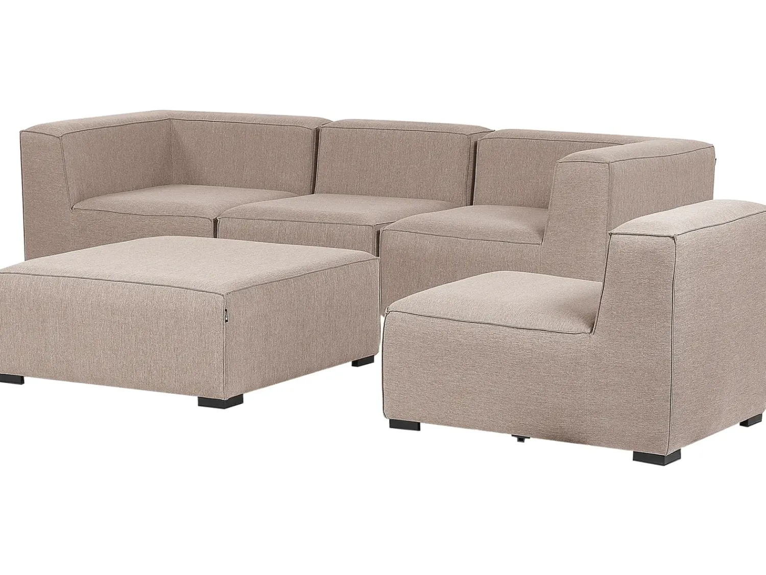 Online Beliani Divano da giardino con pouf 4 posti AREZZO Modulare Beige Beige Nero