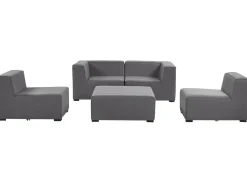 Outlet Beliani Divano da giardino con pouf 4 posti AREZZO Modulare Grigio Grigio Nero