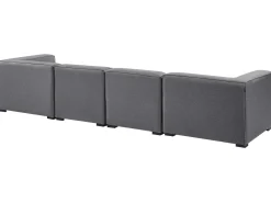 Outlet Beliani Divano da giardino con pouf 4 posti AREZZO Modulare Grigio Grigio Nero