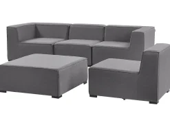 Outlet Beliani Divano da giardino con pouf 4 posti AREZZO Modulare Grigio Grigio Nero