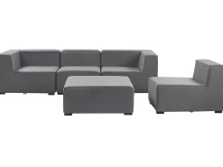Outlet Beliani Divano da giardino con pouf 4 posti AREZZO Modulare Grigio Grigio Nero